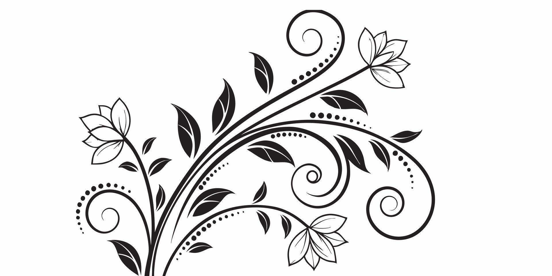 Unique Black and White Floral Vine Pattern Elegant Decorative Background Design vector
