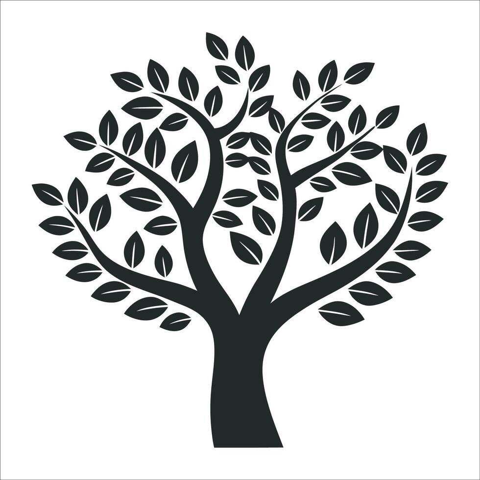 Hand-Drawn Tree Silhouette Modern and Minimalist Nature Illustration vector