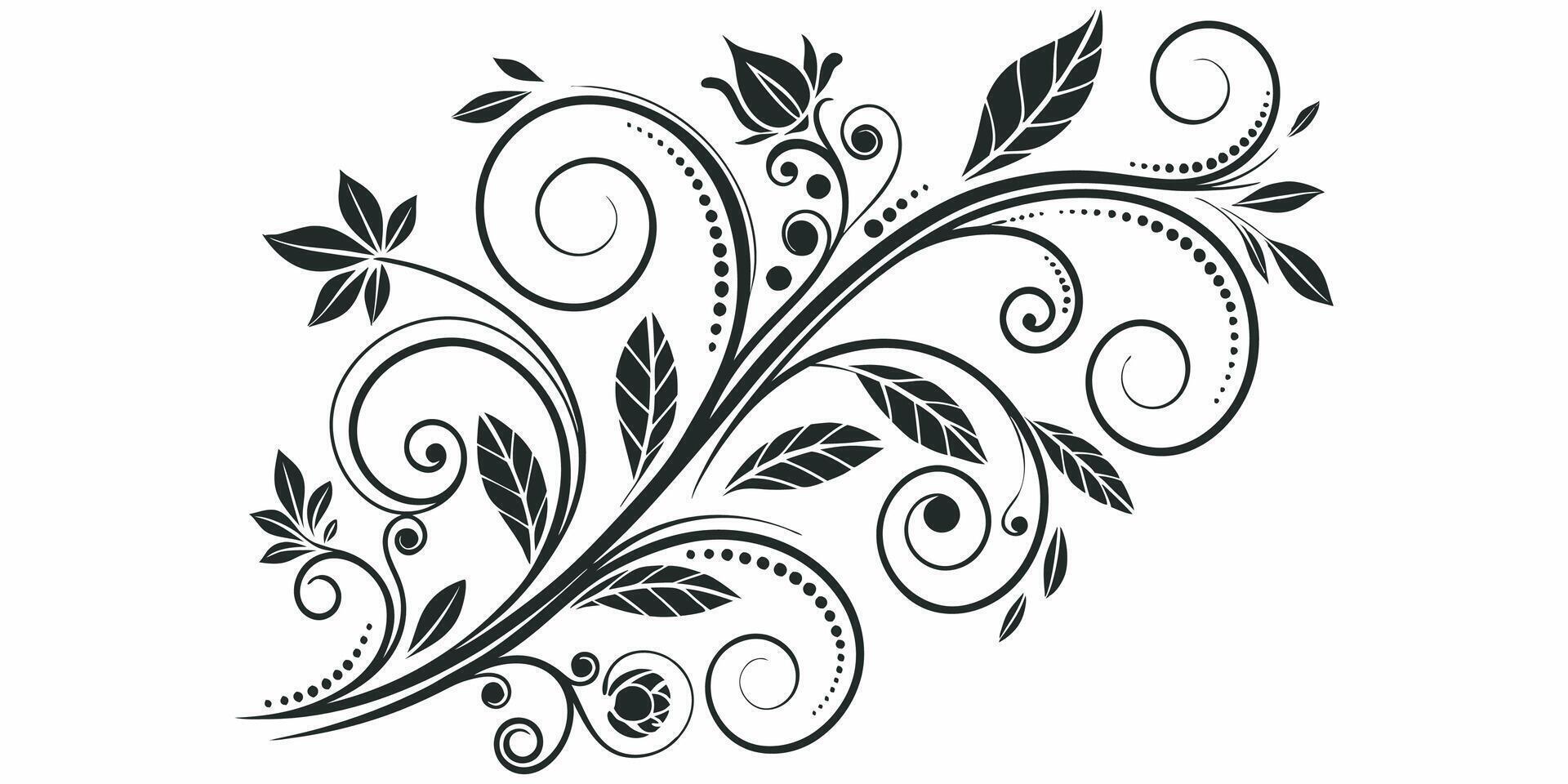 Stylish Black and White Floral Motif Elegant Decorative Swirl Pattern for Design vector