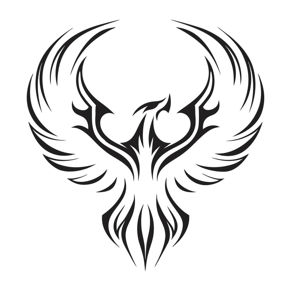Symmetrical Tribal Phoenix Tattoo for a Bold Statement vector