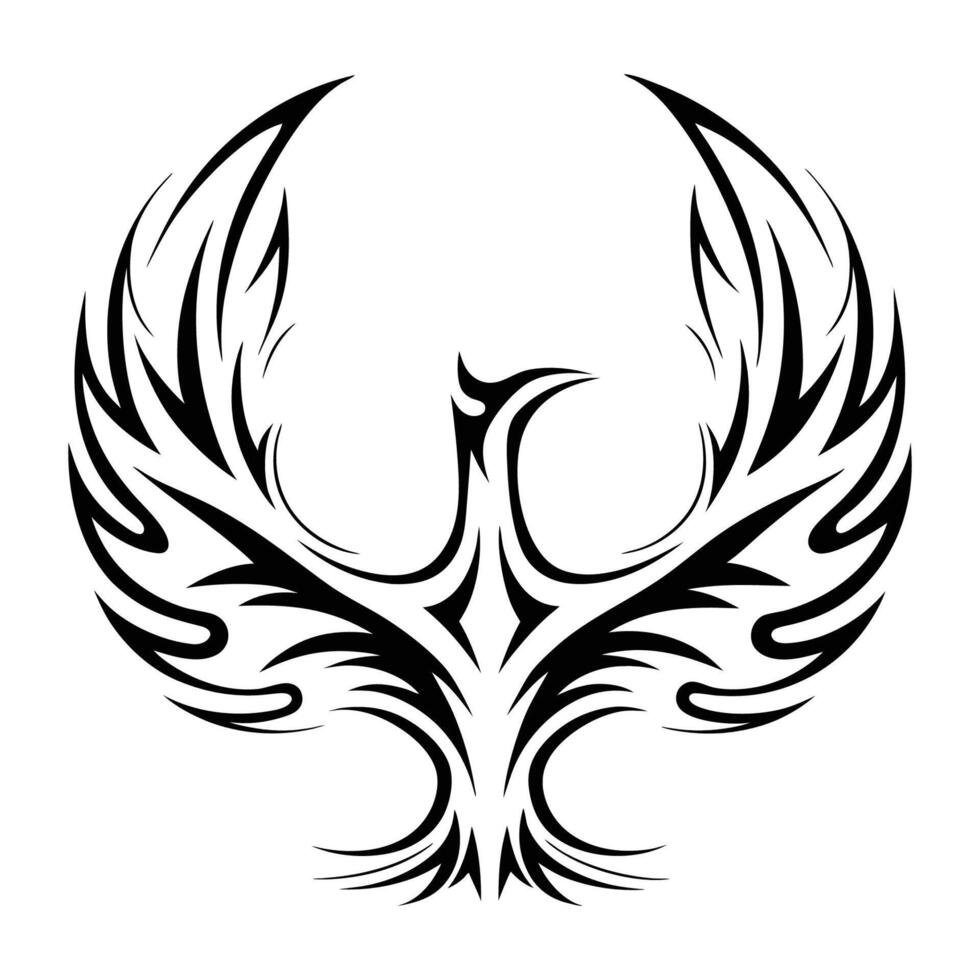 Rising Phoenix Tattoo Fierce Tribal Ink Design for Strength vector