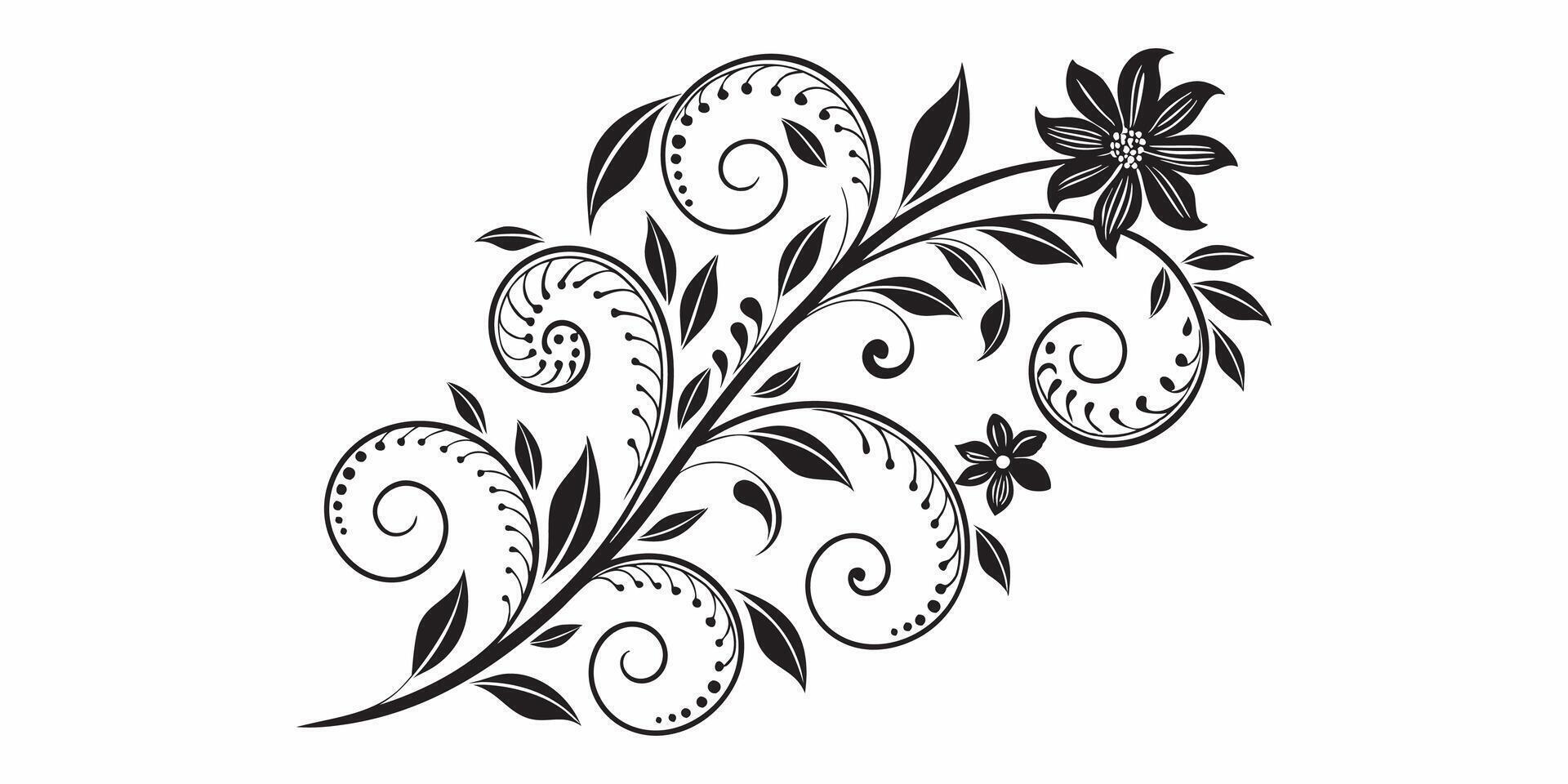 Seamless Black and White Vine Pattern Ornamental Floral Design for Wallpapers vector