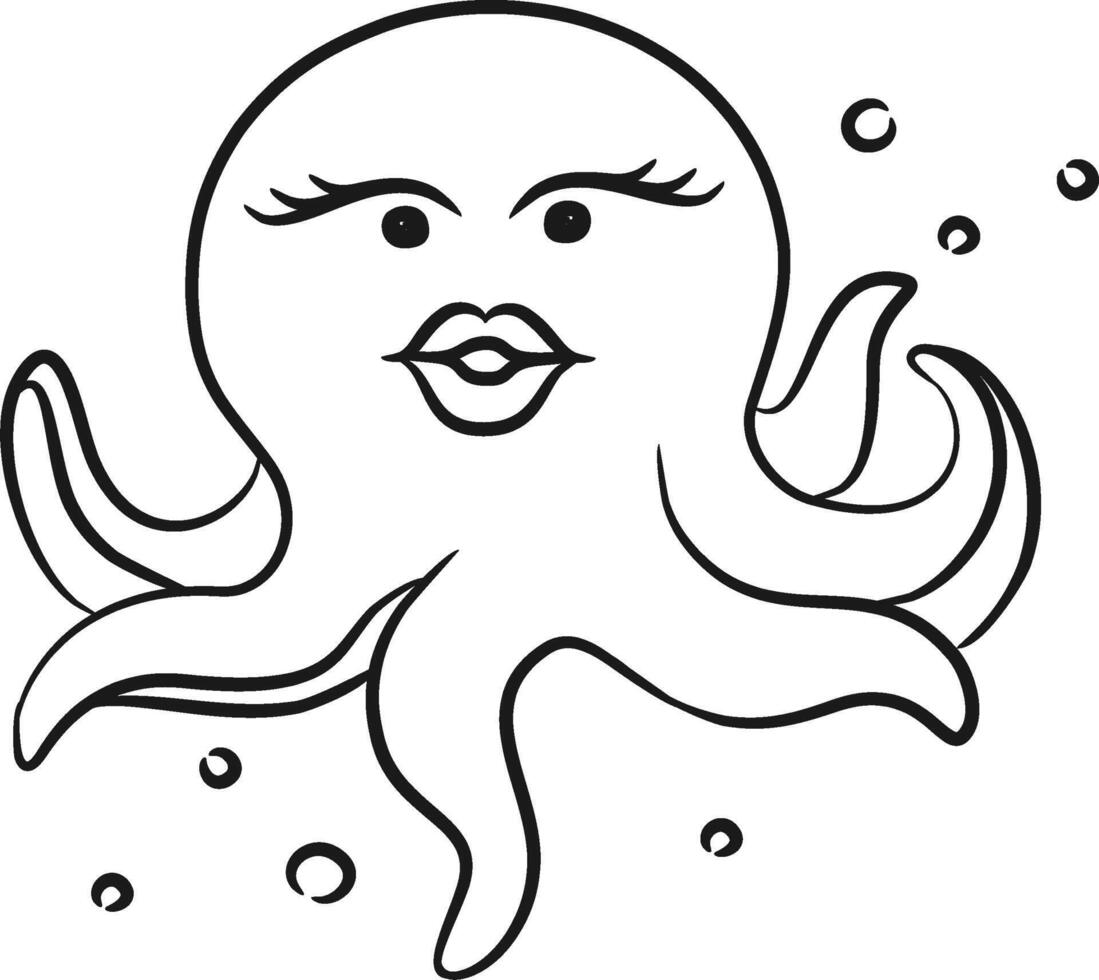 Hand Drawing Illustration Beauty Octopus vector