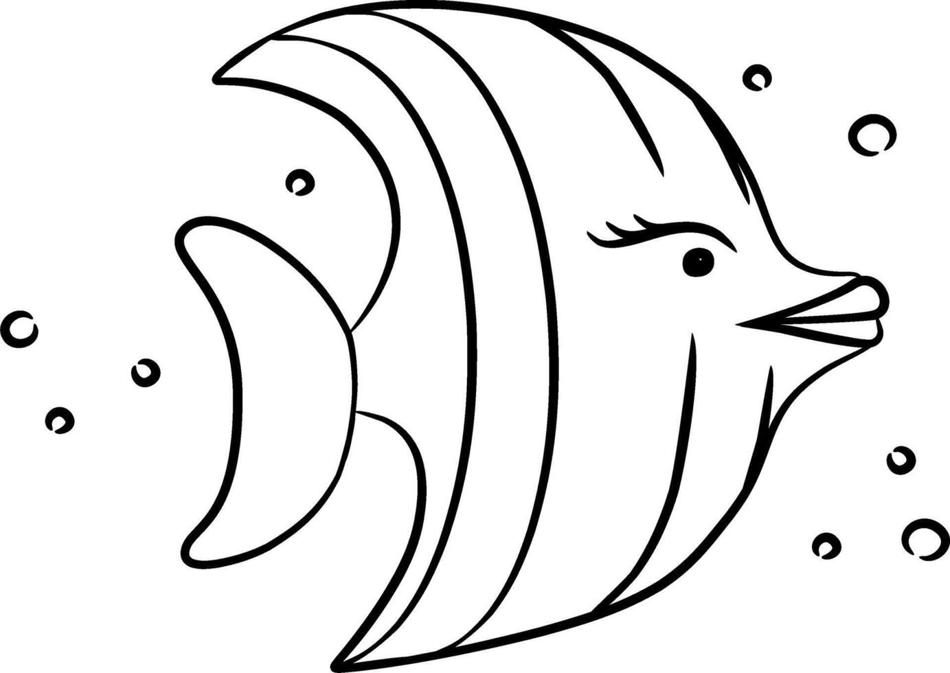 A fish coloring page with bubbles vector