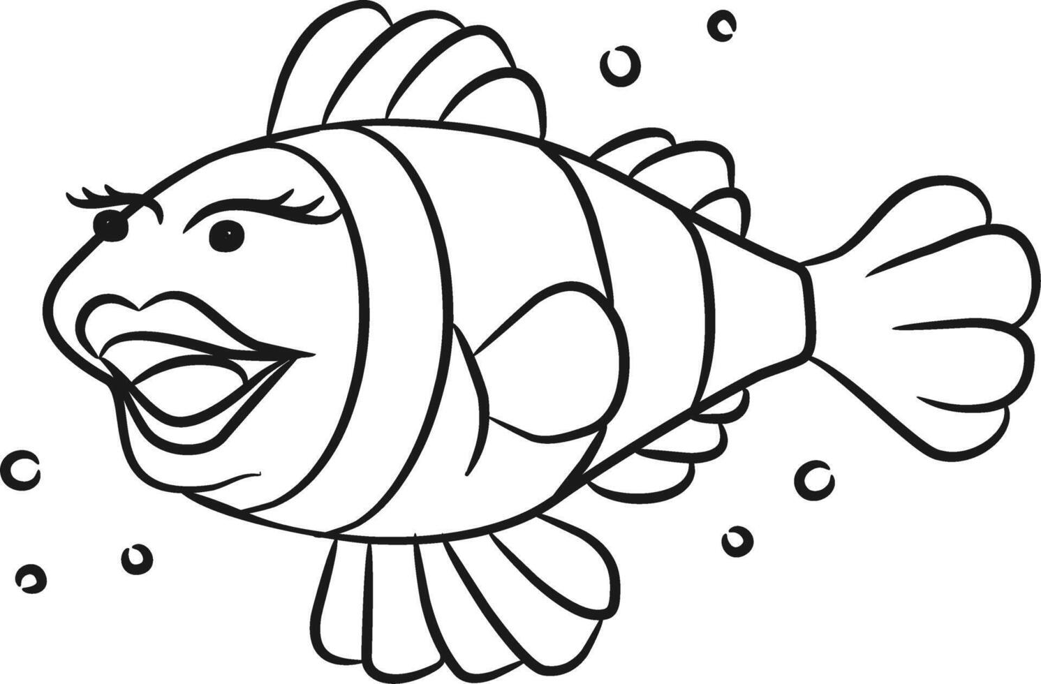 Hand Drawing Illustration Beauty Clownfish vector