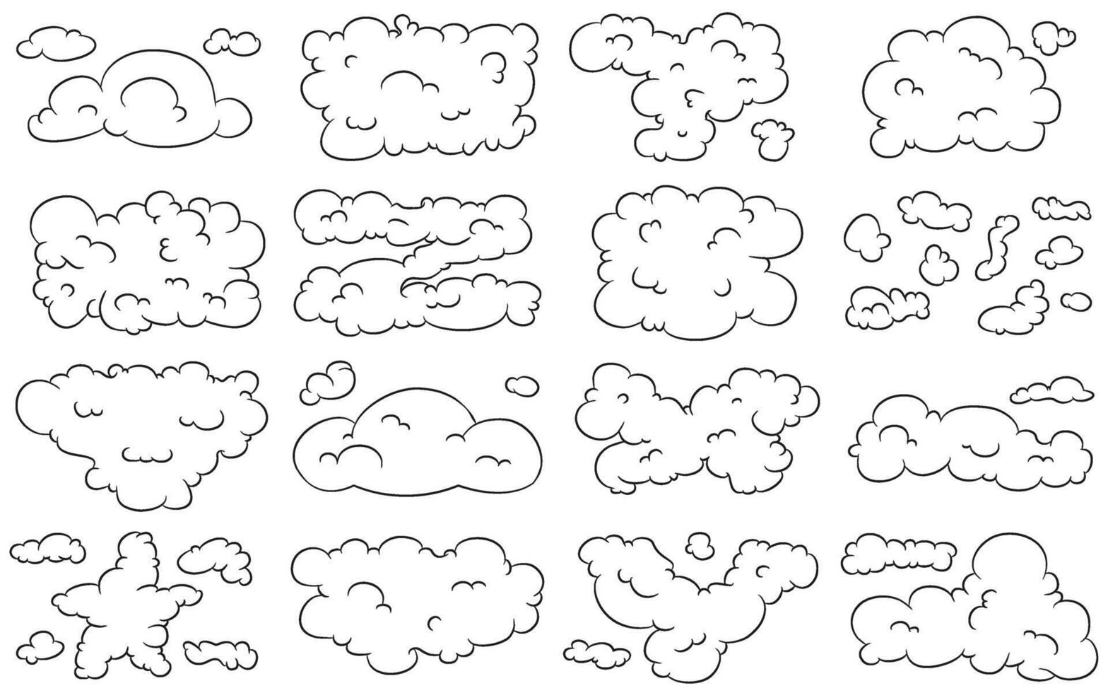 Abstract Unique Clouds Hand Drawing Illustration Collection vector
