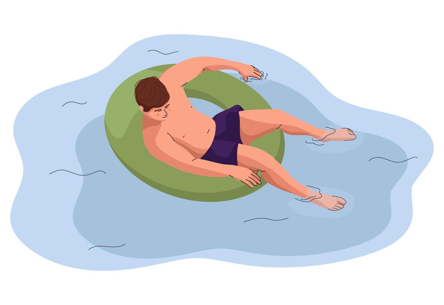 Men Floating On Rubber Ring vector