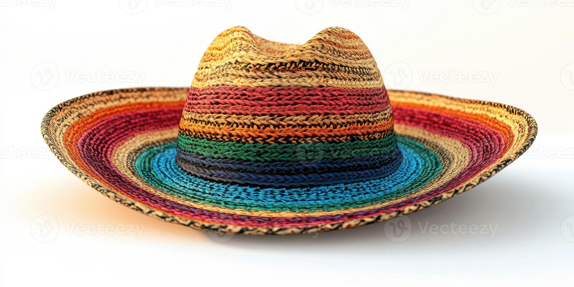 Colorful sombrero with intricate patterns displayed on a neutral background showcasing traditional craftsmanship and vibrant design photo