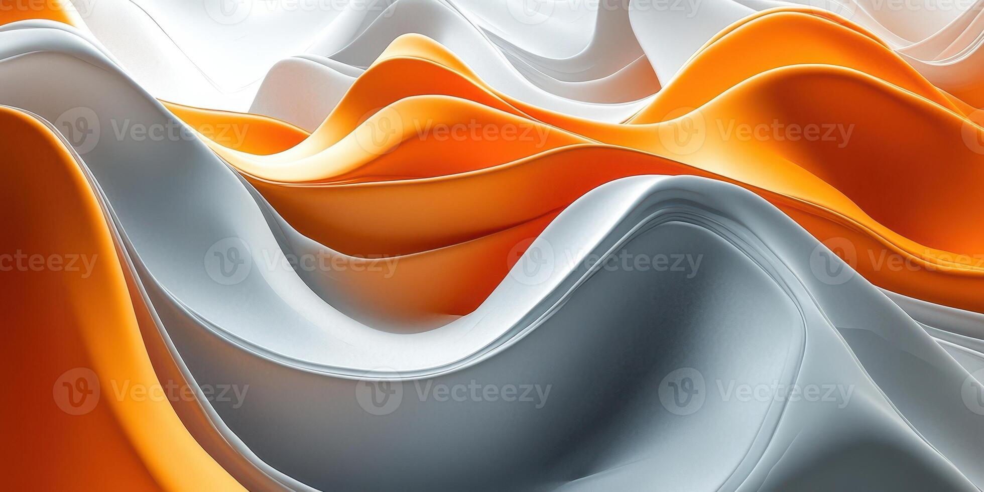 Fluid waves of orange and white create a dynamic abstract composition showcasing movement and texture photo