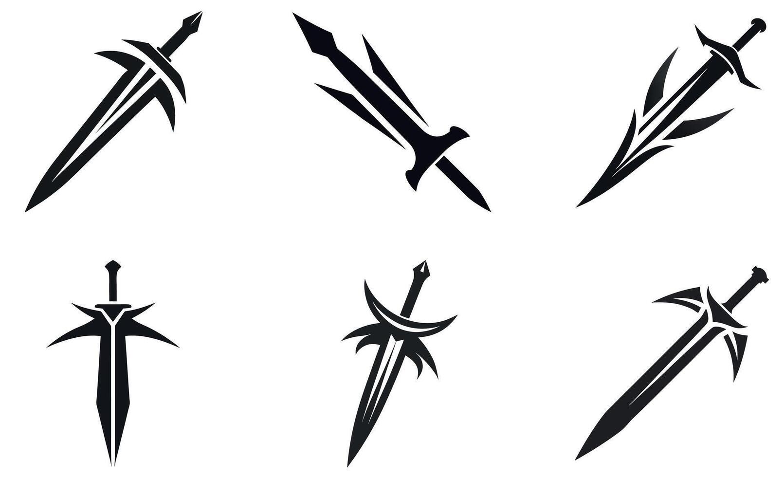 Collection of Stylized Swords icon set vector