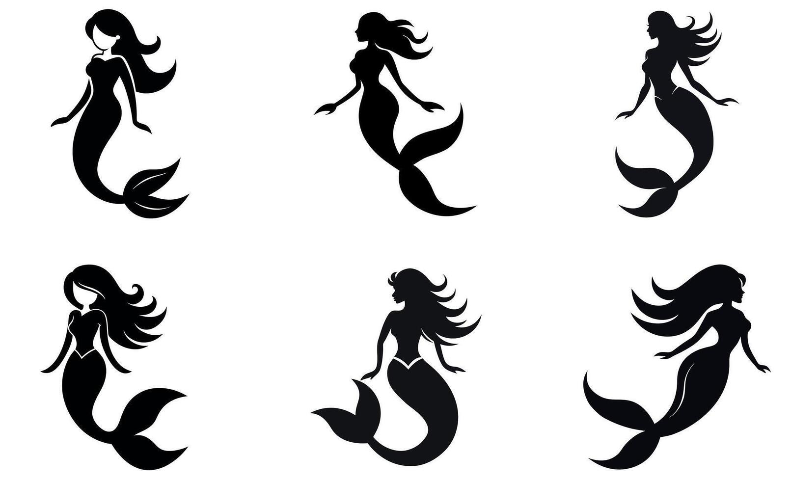 Mermaids Set Against White Background vector
