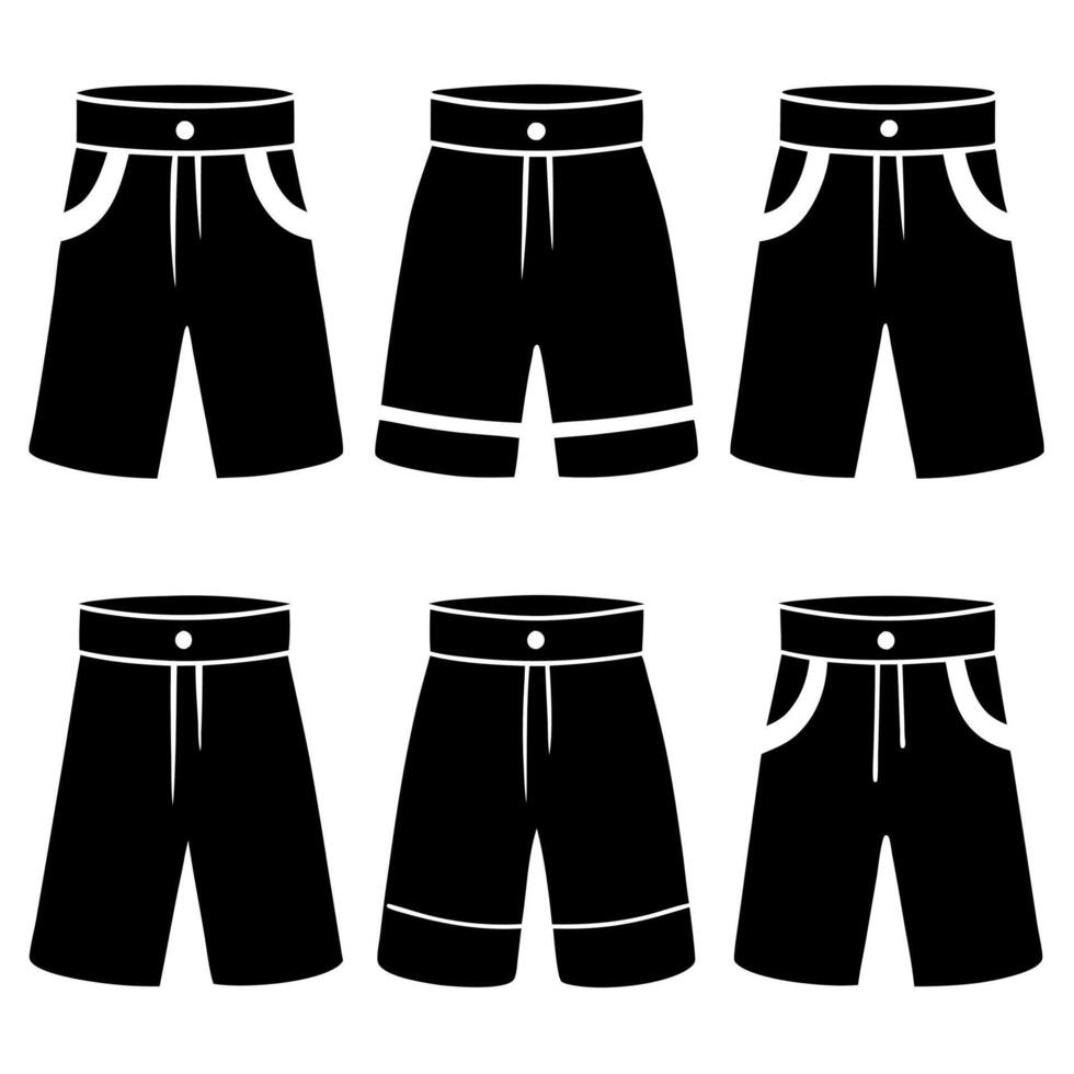 different styles of men shorts icon set vector