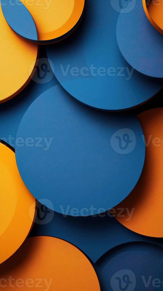 Colorful circular patterns create a striking visual display with shades of blue and orange on a textured background photo
