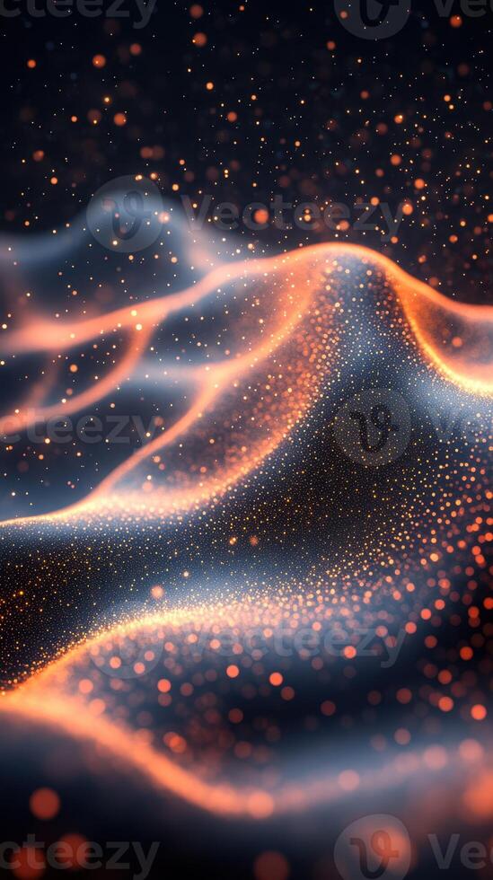 Swirling particles create a mesmerizing landscape of light and motion in an abstract design photo