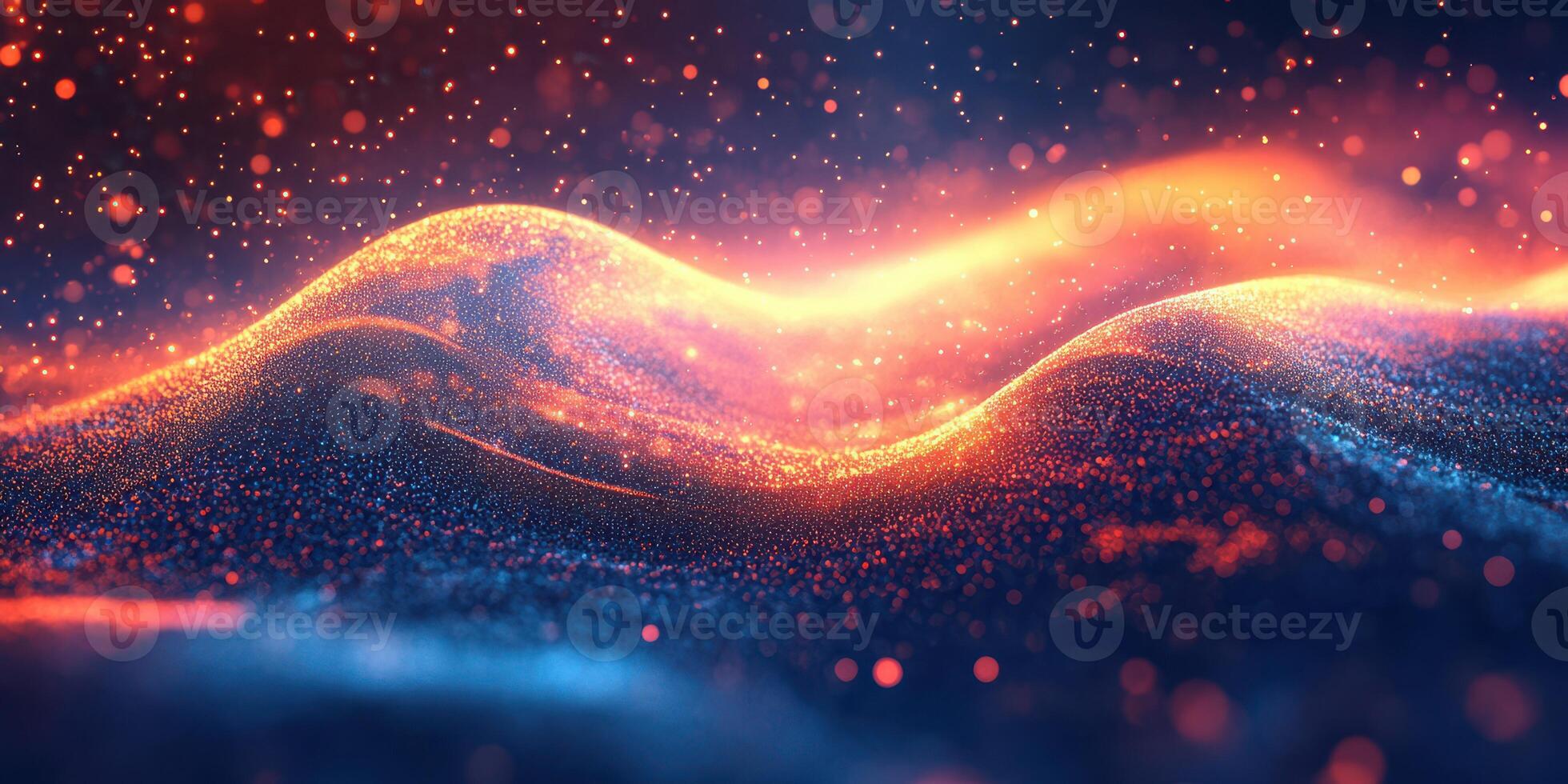 Vibrant waves of light creating a dynamic visual flow in an abstract digital landscape photo