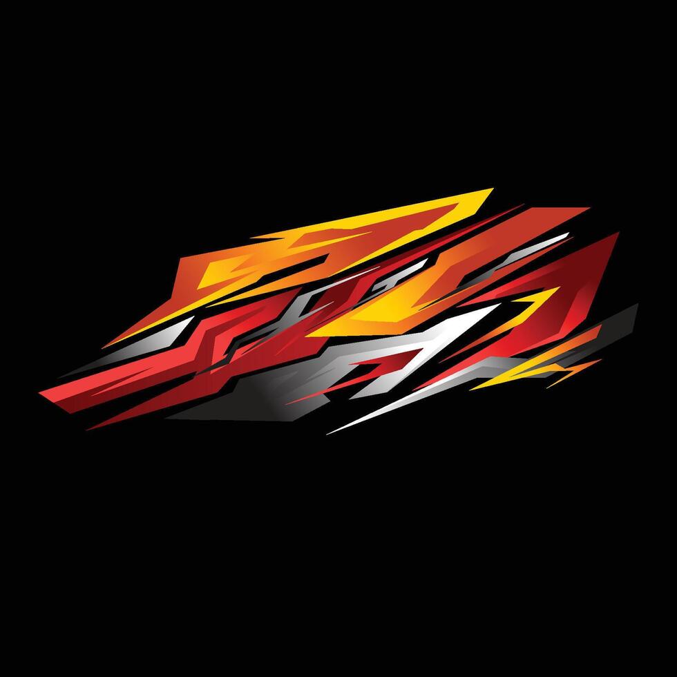 car livery decal design for wrapping racing car and cargo van bodies with sharp line style and red, yellow and black gradient color combination vector