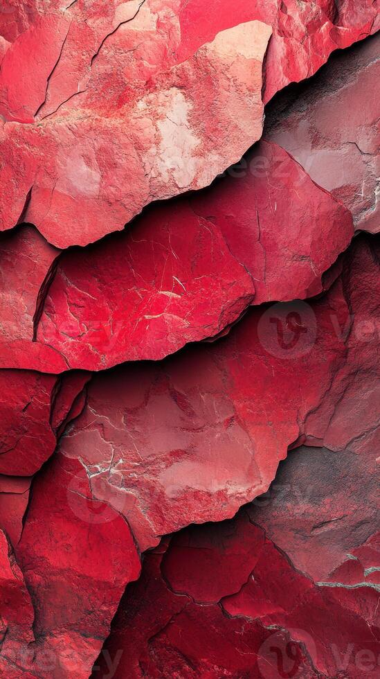 Textured red rock formations showcasing layers and shades in natural sunlight photo
