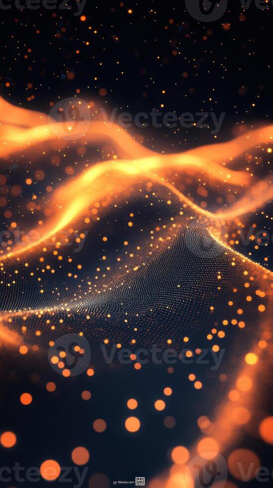 Captivating waves of glowing particles create an enchanting atmosphere filled with vibrant energy photo