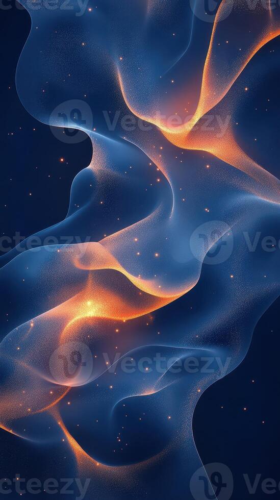 Swirling patterns of blue and orange light create an otherworldly atmosphere in deep space photo