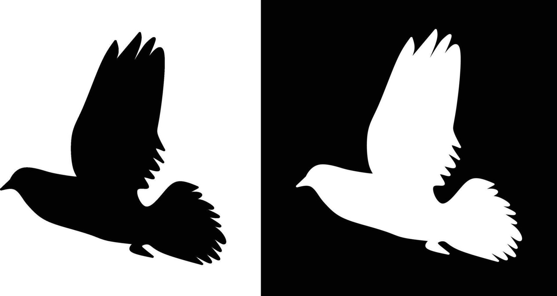 Stylized Silhouettes of Doves in Black and White Contrasts vector