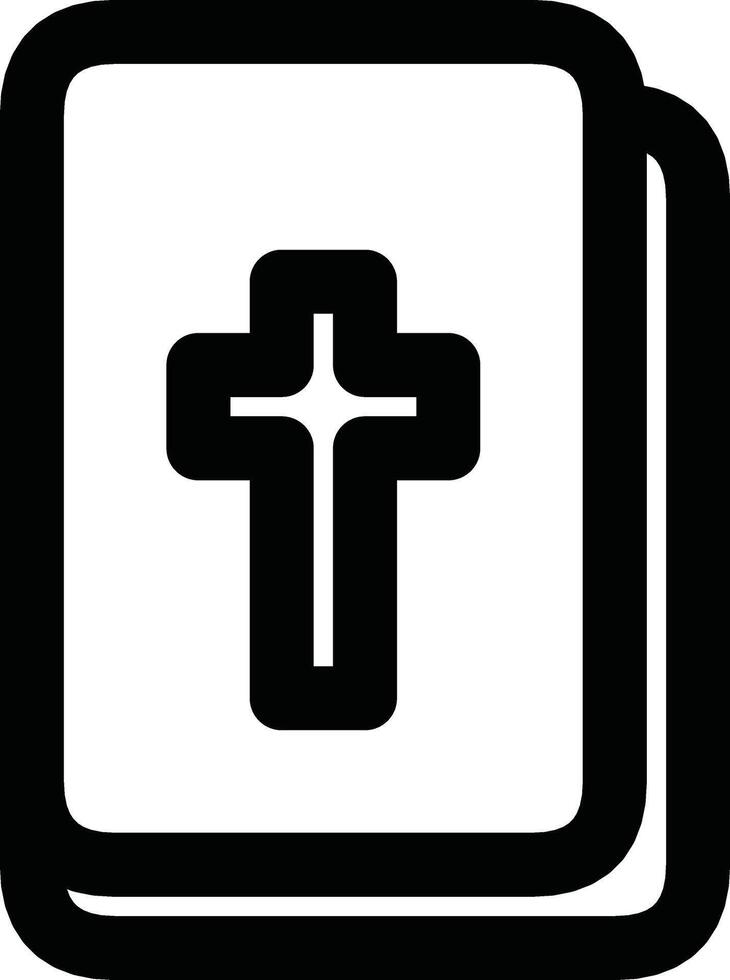 Black and White Bible Icon Featuring Christian Cross Design vector