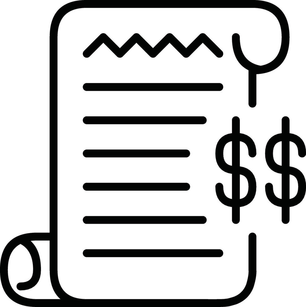 Document Icon Depicting a Financial Statement with Dollar Symbols in Outline Style vector