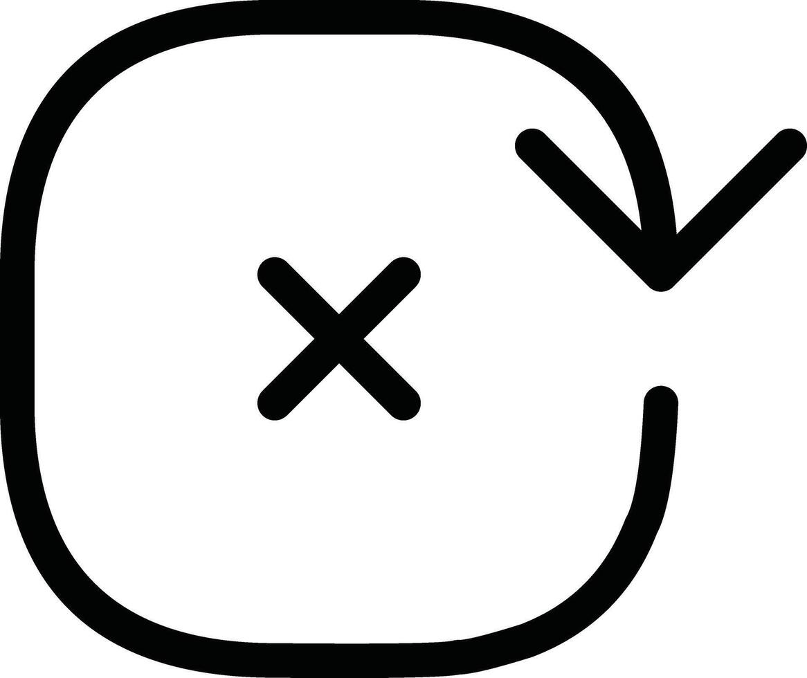 Abstract Symbol Depicting X Mark With Circular Arrow Design vector