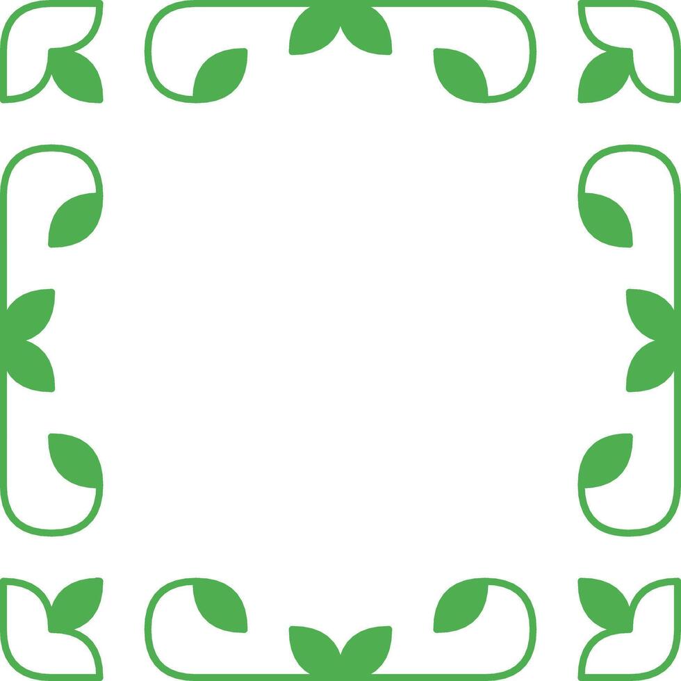 Green Leaf Border with Elegant Design on a White Background vector