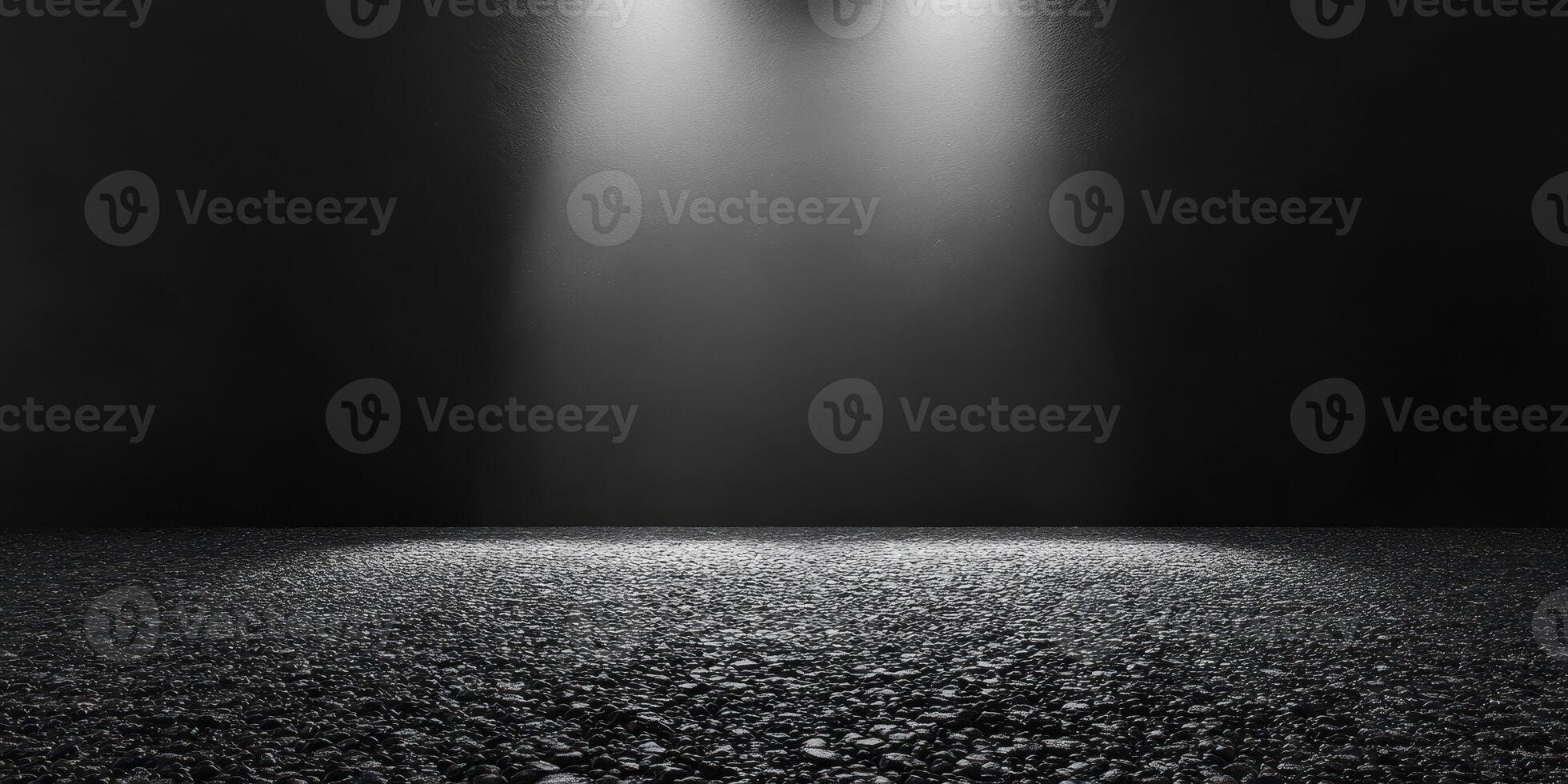 Empty stage with spotlight in dimly lit environment during a theatrical performance setup photo