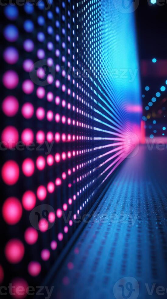 Colorful light patterns illuminate a modern space, showcasing vibrant hues and intricate designs during an evening event photo