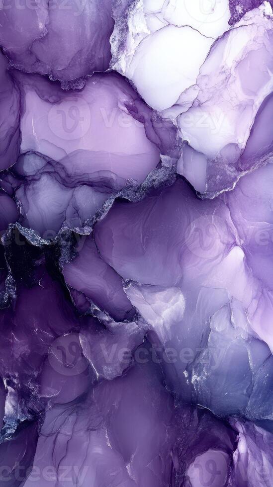 Vibrant purple and white abstract design showcasing flowing patterns of marble textures photo