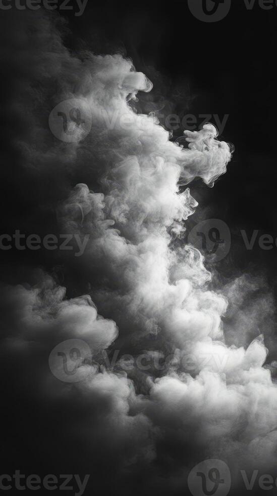 Mysterious swirling clouds create a captivating display of light and shadow in a darkened atmosphere photo