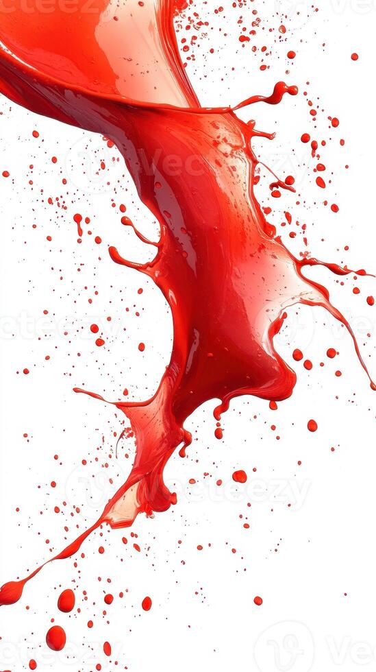 Red liquid splashes dynamically against a white background showcasing movement and energy photo
