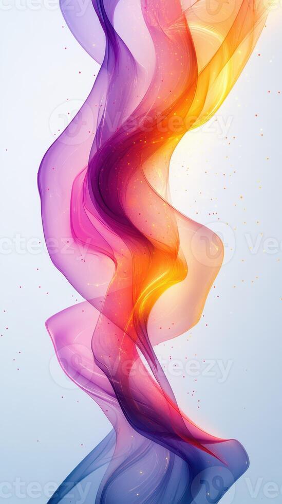 Swirling abstract patterns of colorful smoke gracefully blending together in vibrant hues of purple and orange photo