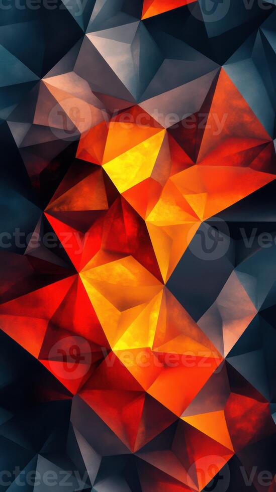Colorful abstract geometric shapes create a vibrant visual experience with shades of red, orange, and yellow photo