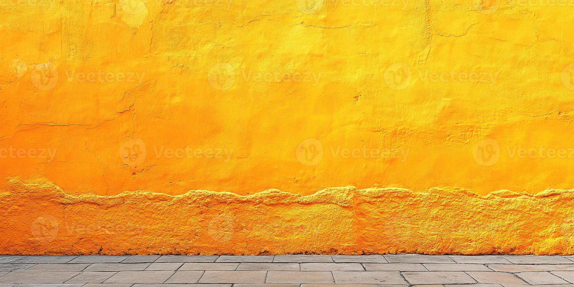 Vibrant yellow wall with textured surface in an urban setting during daylight hours photo