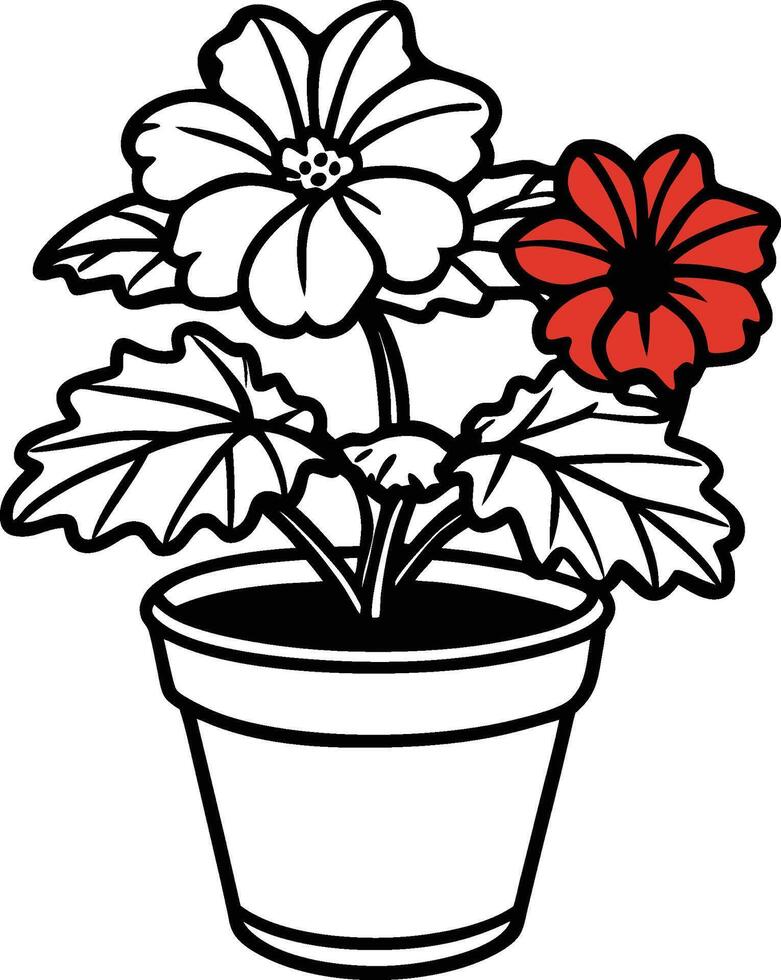 Geranium in a charming garden pot illustration vector