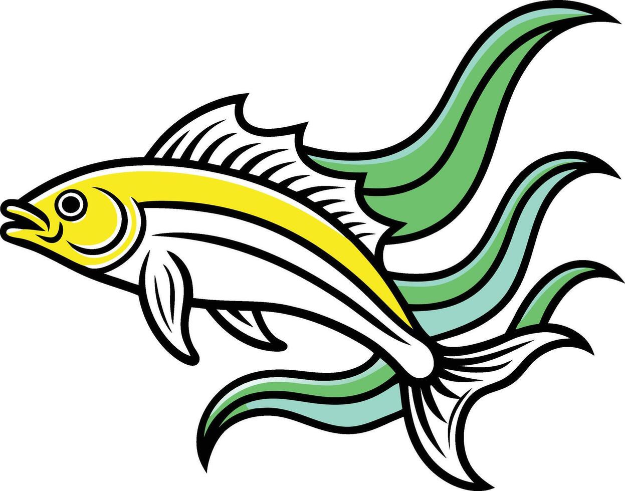 Mahi-Mahi A colorful saltwater fish found in warm waters vector