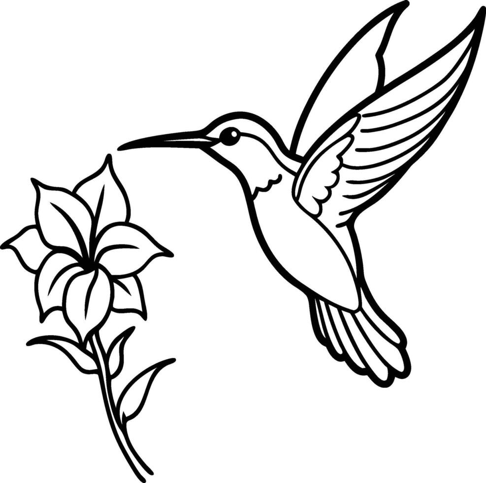 Tiny Wonder A Colorful Hummingbird Hovering Near a Flower eps vector