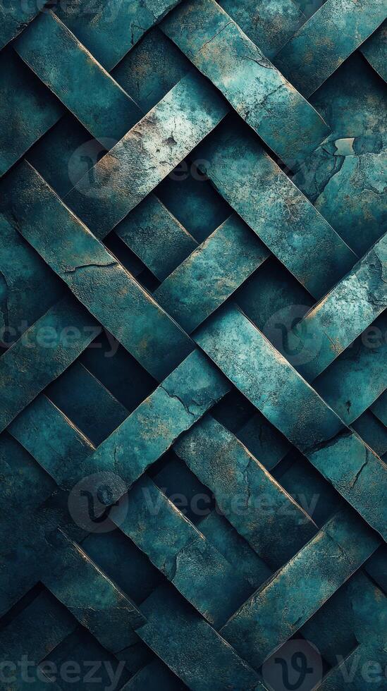 Intricately woven metallic texture in shades of teal creating a visually stunning and harmonious pattern photo