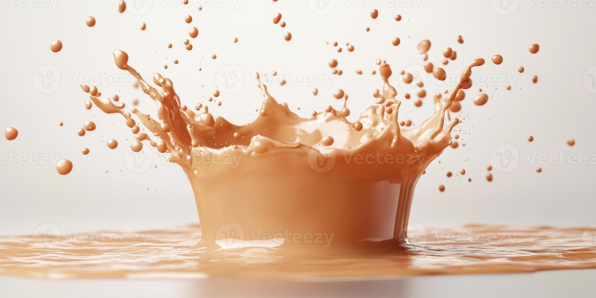 Splash of creamy liquid creating an intricate crown shape against a light background photo