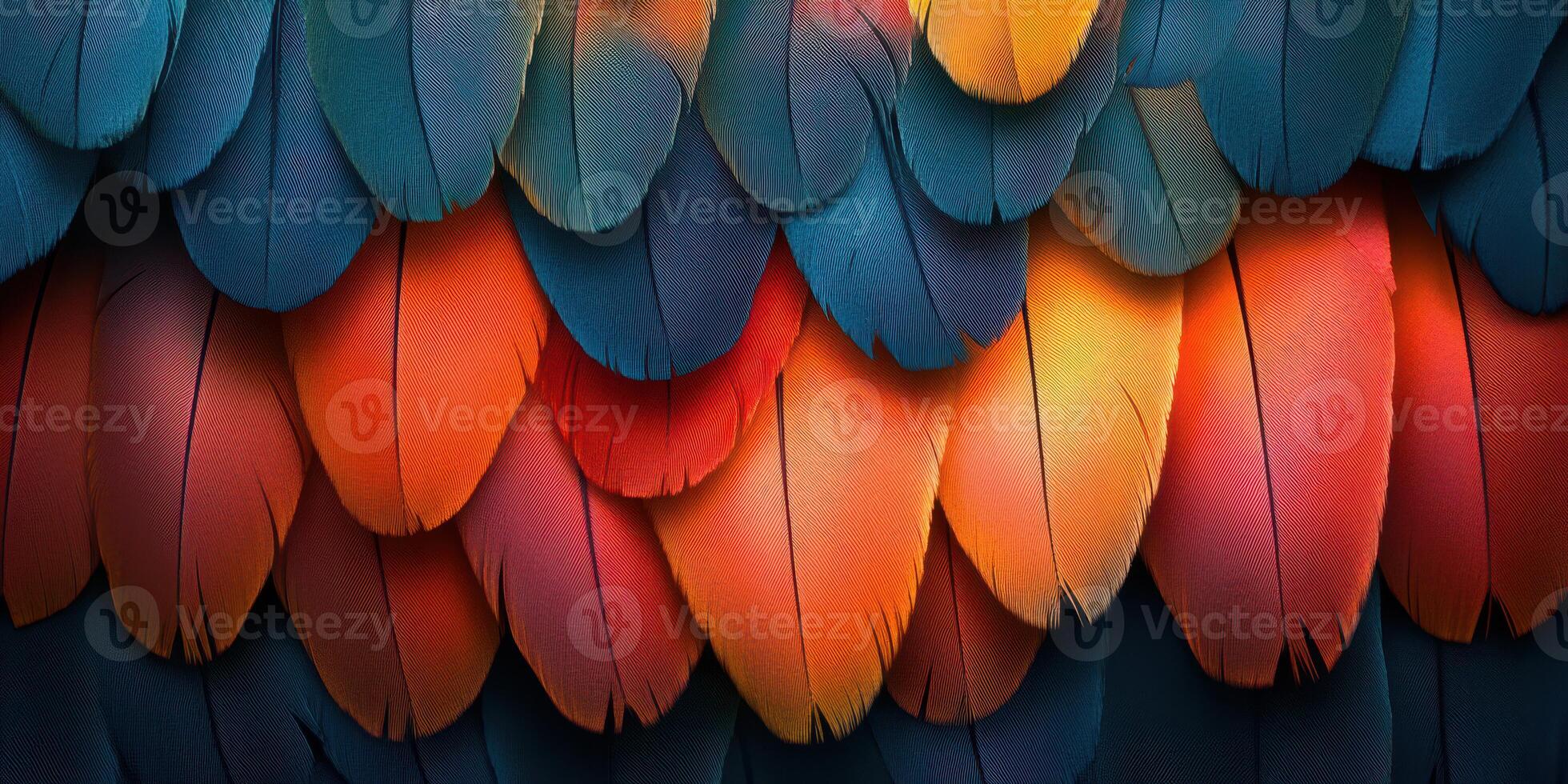 Brightly colored feathers showcase intricate patterns in nature's design during daylight photo