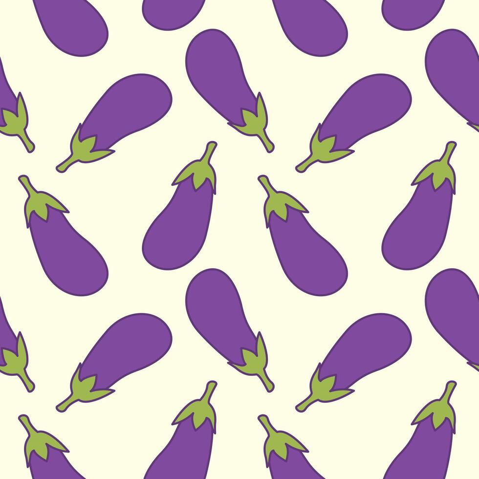Healthy vibe vegetables for vegetarian nutrition, seamless pattern with eggplants. vector