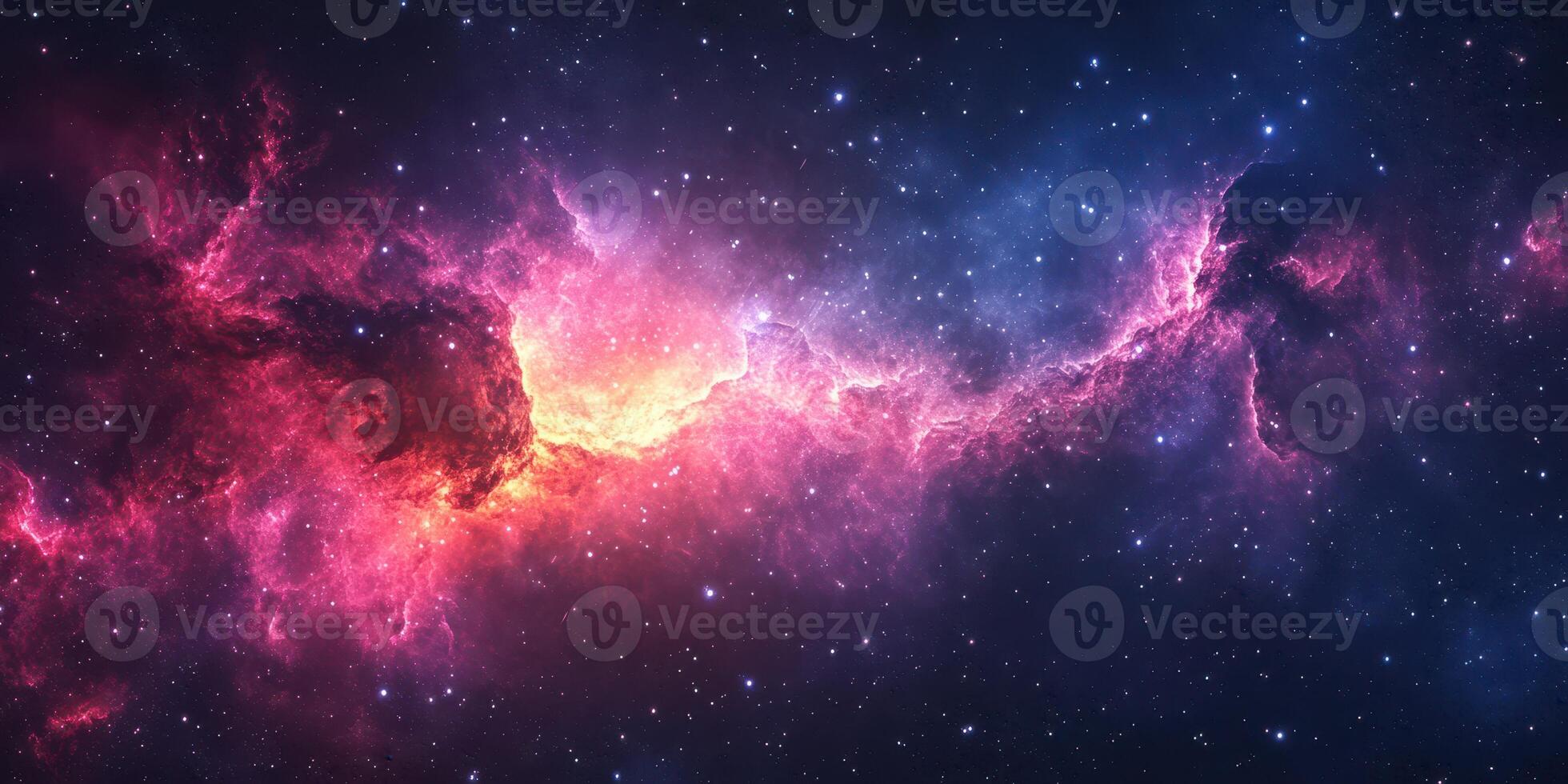 Colorful cosmic nebula with vibrant hues in a deep space background revealing the wonders of the universe photo