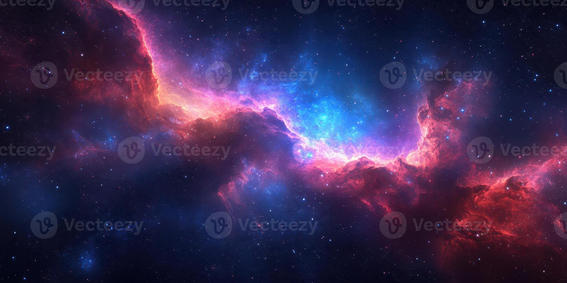 Vibrant cosmic nebula glowing in deep space during the formation of stars and galaxies photo