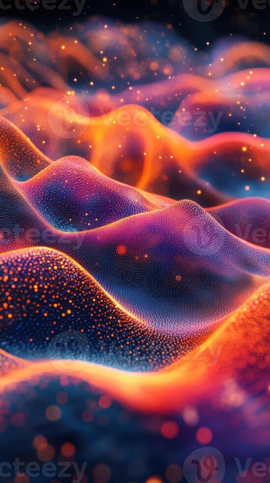 Colorful abstract waves with glowing lights and textures in vibrant hues photo