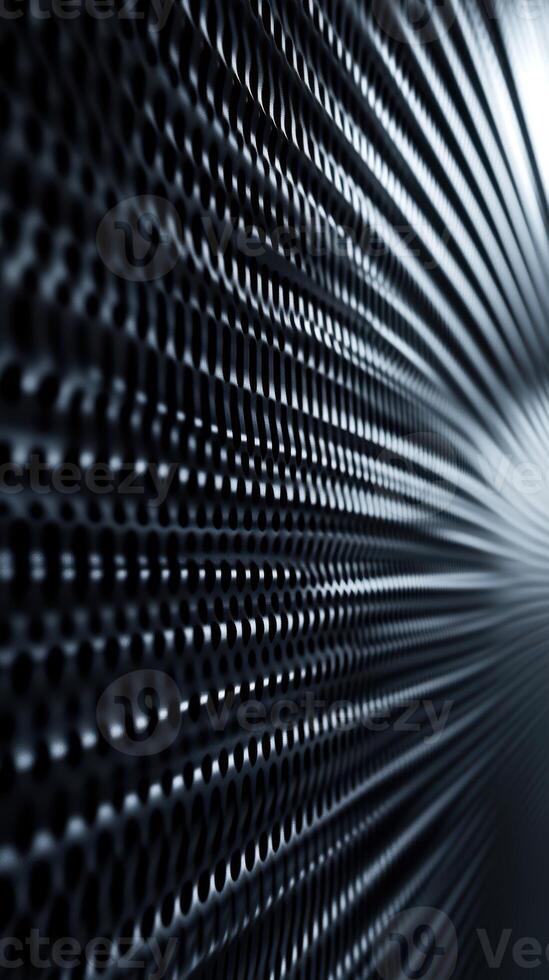 Abstract perspective of a textured metal surface showcasing linear patterns in a dark atmosphere photo