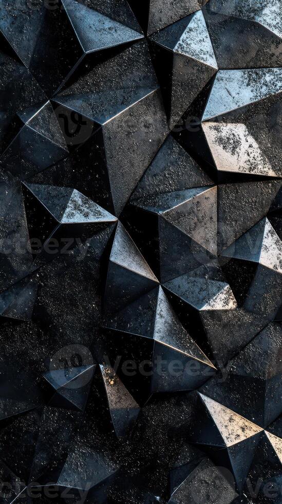 Abstract black geometric shapes create a striking texture and depth in a modern design setting photo