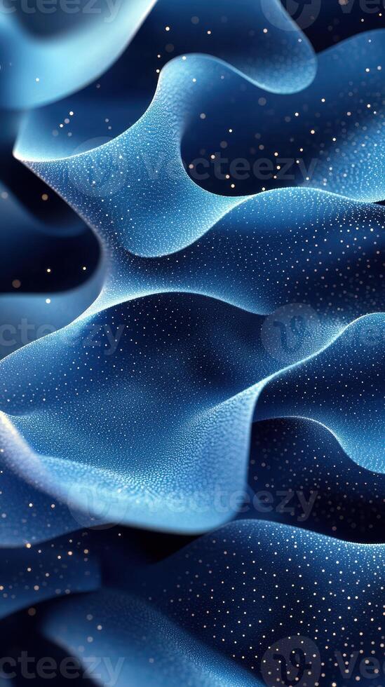 Dynamic blue textures with soft waves and sparkling particles create a mesmerizing visual effect in abstract design photo