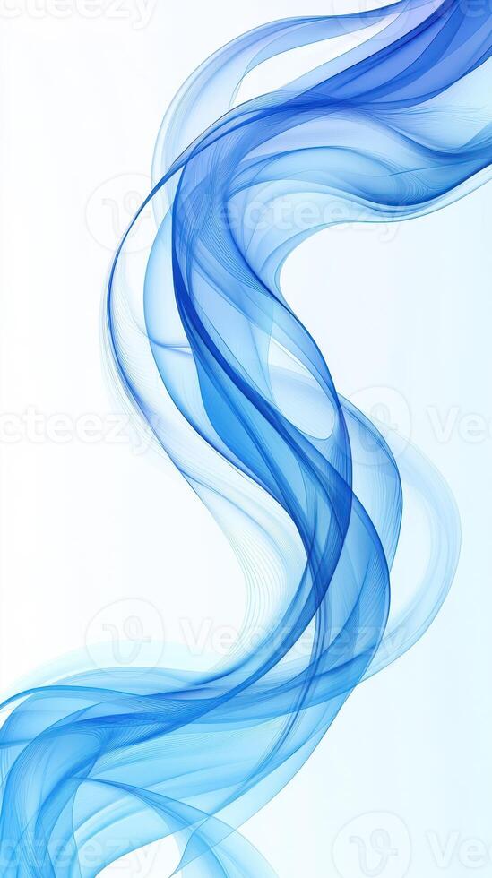 Elegant blue waves gracefully flow across a light background creating a serene atmosphere photo